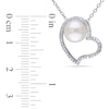 Thumbnail Image 1 of 8.0-8.5mm Freshwater Cultured Pearl and 0.09 CT. T.W. Diamond Heart Pendant in Sterling Silver