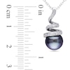 Thumbnail Image 1 of 8.0-8.5mm Black Tahitian Cultured Pearl and 0.10 CT. T.W. Diamond Spiral Pendant in Sterling Silver