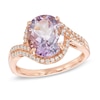 Thumbnail Image 0 of Oval Rose de France Amethyst and Lab-Created White Sapphire Ring in 10K Rose Gold