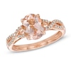 Thumbnail Image 0 of Oval Morganite and 0.09 CT. T.W. Diamond Twist Ring in 10K Rose Gold
