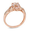 Thumbnail Image 1 of Oval Morganite and 0.09 CT. T.W. Diamond Twist Ring in 10K Rose Gold
