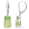 Thumbnail Image 0 of 8.0mm Cushion-Cut Lemon Quartz and Peridot Drop Earrings in Sterling Silver