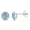 Thumbnail Image 0 of 5.0mm Blue Topaz and Diamond Accent Frame Stud Earrings in 10K White Gold