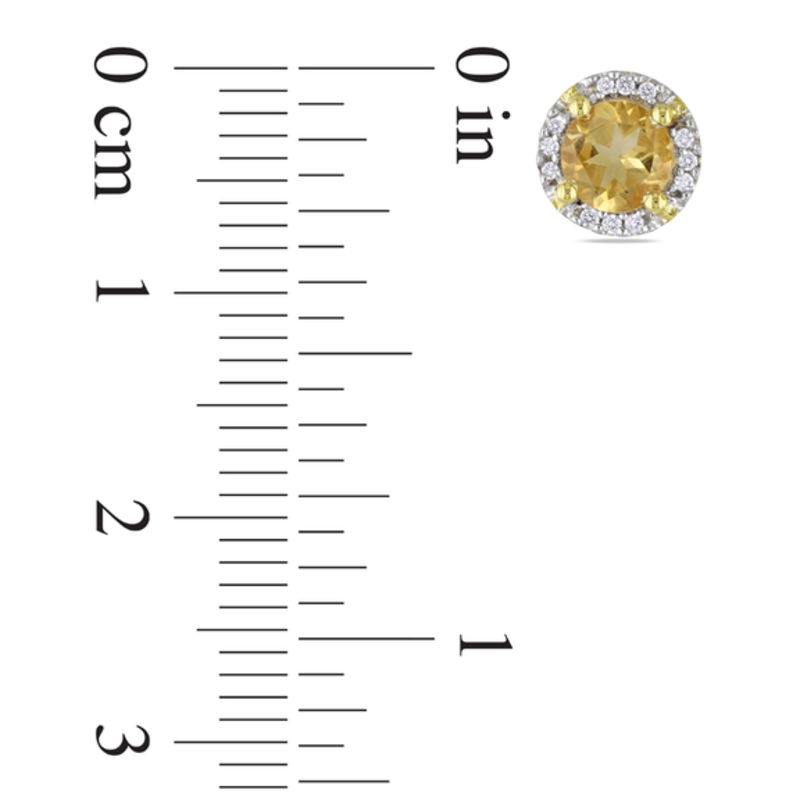 5.0mm Citrine and Diamond Accent Frame Stud Earrings in 10K Gold
