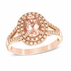 Thumbnail Image 0 of Oval Morganite and 0.18 CT. T.W. Diamond Double Frame Ring in 10K Rose Gold