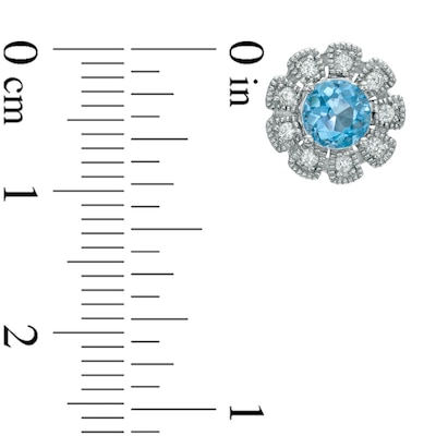 Swiss Blue Topaz and Lab-Created White Sapphire Flower Pendant and Earrings Set in Sterling Silver