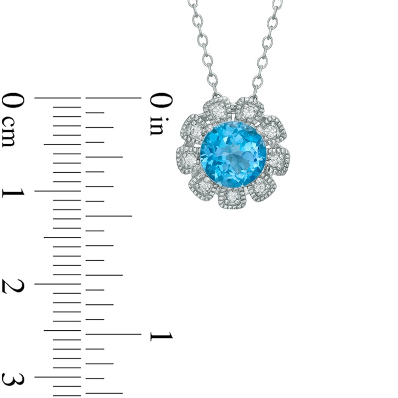 Swiss Blue Topaz and Lab-Created White Sapphire Flower Pendant and Earrings Set in Sterling Silver