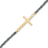 Sideways Cross Hematite Bracelet in 14K Gold - 7.25"