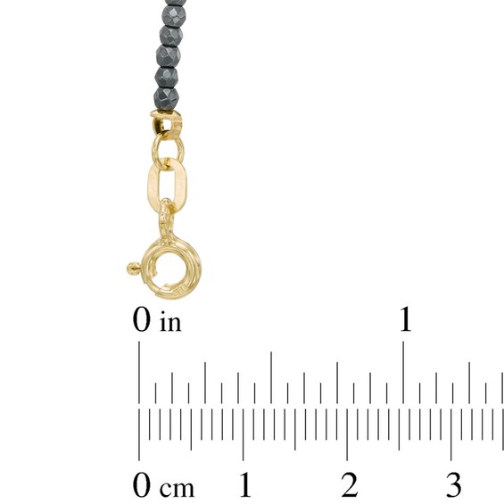 Sideways Cross Hematite Bracelet in 14K Gold - 7.25"