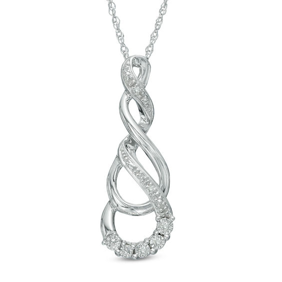 Diamond Accent Cascading Infinity Pendant in Sterling Silver