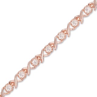 Morganite "XO" Bracelet in Sterling Silver with 18K Rose Gold Plate - 7.25"