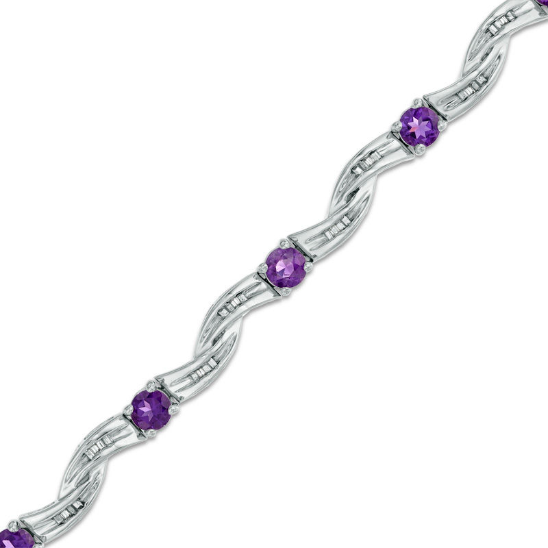 Amethyst and Diamond Accent Twist Bracelet in Sterling Silver - 7.25"|Peoples Jewellers