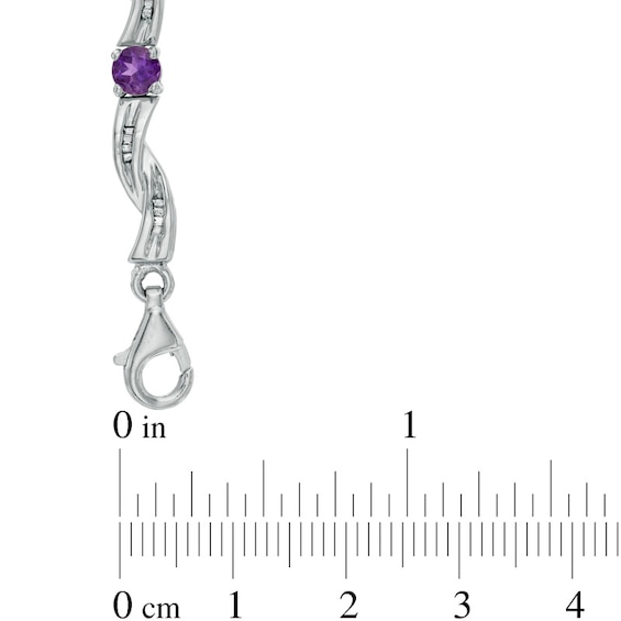 Amethyst and Diamond Accent Twist Bracelet in Sterling Silver - 7.25"