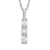 Thumbnail Image 0 of Lab-Created White Sapphire Three Stone Pendant in 10K White Gold