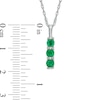 Lab-Created Emerald Three Stone Pendant in 10K White Gold