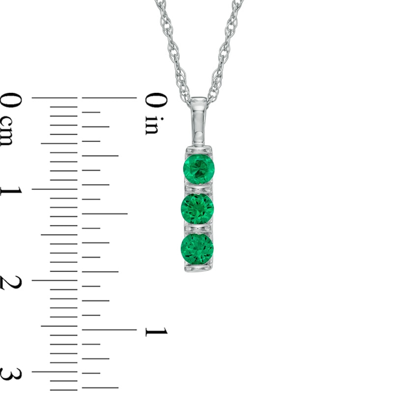 Lab-Created Emerald Three Stone Pendant in 10K White Gold|Peoples Jewellers
