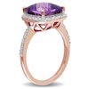 Thumbnail Image 1 of 10.0mm Cushion-Cut Amethyst and 0.10 CT. T.W. Diamond Frame Ring in 10K Rose Gold