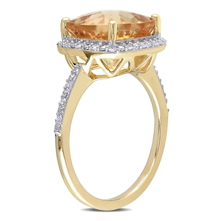 10.0mm Cushion-Cut Citrine and 0.10 CT. T.W. Diamond Frame Ring in 10K Gold