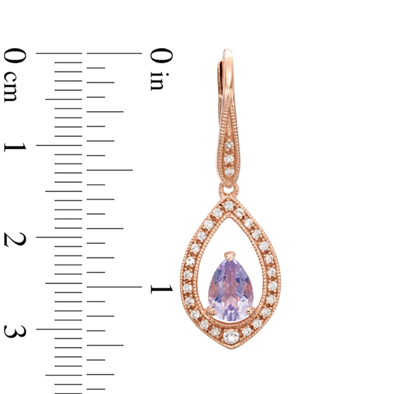 Pear-Shaped Rose de France Amethyst and Lab-Created White Sapphire Earrings in Sterling Silver with 14K Rose Gold Plate|Peoples Jewellers