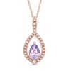 Thumbnail Image 0 of Pear-Shaped Rose de France Amethyst and Lab-Created White Sapphire Pendant in Sterling Silver with 14K Rose Gold Plate