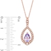 Pear-Shaped Rose de France Amethyst and Lab-Created White Sapphire Pendant in Sterling Silver with 14K Rose Gold Plate