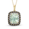 Cushion-Cut Green and Smoky Quartz with Diamond Accent Pendant in 10K Gold