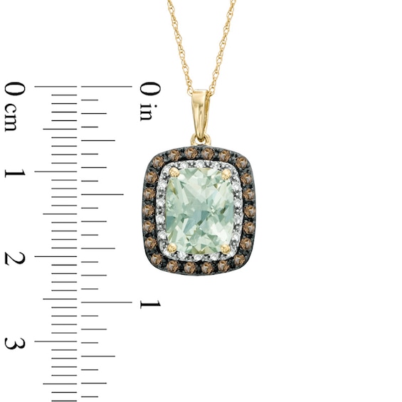 Cushion-Cut Green and Smoky Quartz with Diamond Accent Pendant in 10K Gold