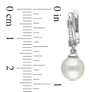 8.0-8.5mm Freshwater Cultured Pearl and 0.05 CT. T.W. Diamond Drop Earrings in Sterling Silver