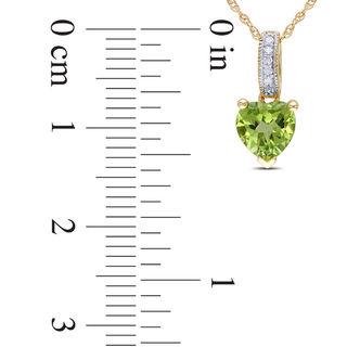 6.0mm Heart-Shaped Peridot and Diamond Accent Pendant in 10K Gold - 17"