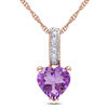 Thumbnail Image 0 of 6.0mm Heart-Shaped Amethyst and Diamond Accent Pendant in 10K Rose Gold - 17"