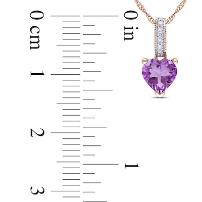 6.0mm Heart-Shaped Amethyst and Diamond Accent Pendant in 10K Rose Gold - 17"