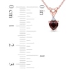 5.0mm Heart-Shaped Garnet and Diamond Accent Pendant in 10K Rose Gold - 17"