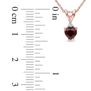 5.0mm Heart-Shaped Garnet and Diamond Accent Pendant in 10K Rose Gold - 17"