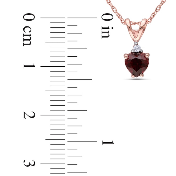 5.0mm Heart-Shaped Garnet and Diamond Accent Pendant in 10K Rose Gold - 17"