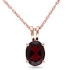 Oval Garnet Pendant in 10K Rose Gold - 17"