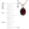 Oval Garnet Pendant in 10K Rose Gold - 17"