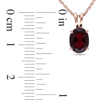 Oval Garnet Pendant in 10K Rose Gold - 17"