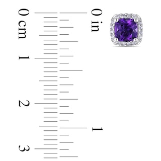 5.0mm Cushion-Cut Amethyst and 0.09 CT. T.W. Diamond Stud Earrings in 10K White Gold