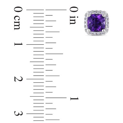 5.0mm Cushion-Cut Amethyst and 0.09 CT. T.W. Diamond Stud Earrings in 10K White Gold