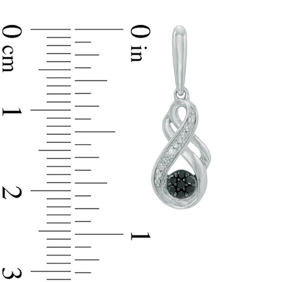 0.10 CT. T.W. Enhanced Black and White Diamond Beaded Infinity Drop Earrings in Sterling Silver