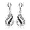Thumbnail Image 0 of Enhanced Black and White Diamond Accent Flame Drop Earrings in Sterling Silver