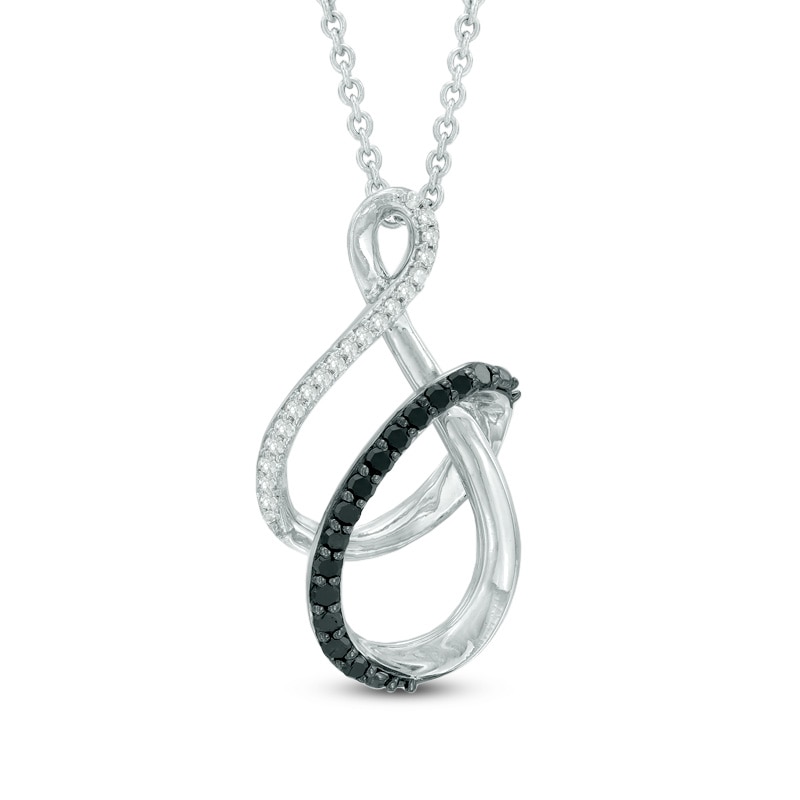 0.15 CT. T.W. Enhanced Black and White Diamond Infinity Ribbon Pendant in Sterling Silver|Peoples Jewellers