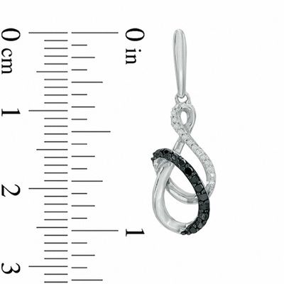 0.15 CT. T.W. Enhanced Black and White Diamond Infinity Ribbon Drop Earrings in Sterling Silver