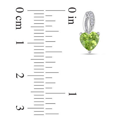 6.0mm Heart-Shaped Peridot and Diamond Accent Stud Earrings in 10K White Gold