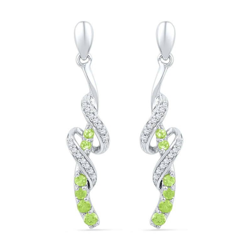 Peridot and Diamond Accent Swirl Drop Earrings in Sterling Silver|Peoples Jewellers