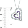 Thumbnail Image 1 of Amethyst and 0.16 CT. T.W. Diamond Double Heart Pendant in Sterling Silver
