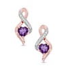 Thumbnail Image 0 of 5.0mm Heart-Shaped Amethyst and Diamond Accent Infinity Drop Earrings in 10K Rose Gold