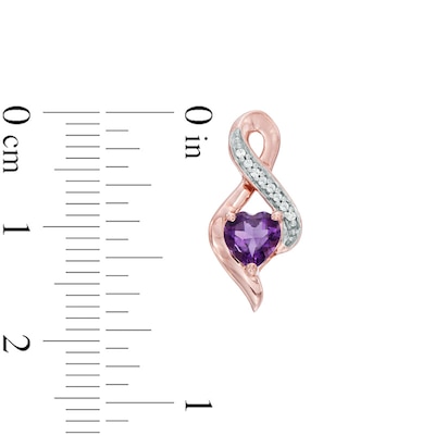 5.0mm Heart-Shaped Amethyst and Diamond Accent Infinity Drop Earrings in 10K Rose Gold