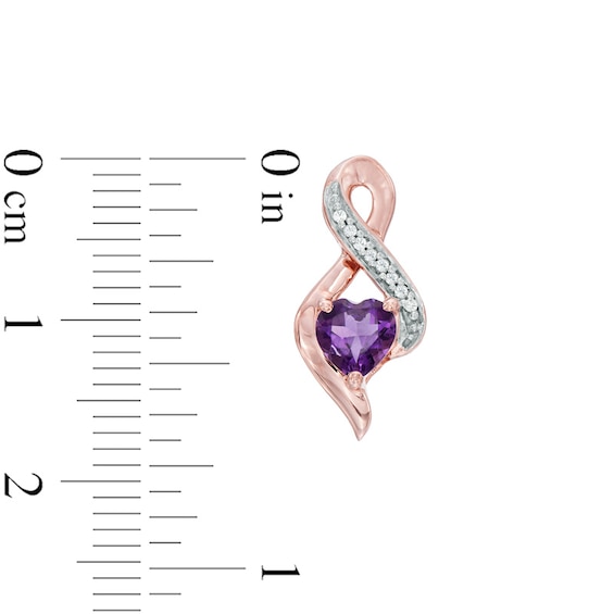 5.0mm Heart-Shaped Amethyst and Diamond Accent Infinity Drop Earrings in 10K Rose Gold