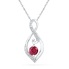 5.0mm Lab-Created Ruby and 0.10 CT. T.W. Diamond Infinity Loop Pendant in 10K White Gold